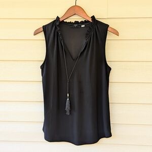 Tahari black sleeveless fully-lined top